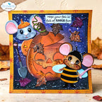 Elizabeth Craft Designs Jack O Lantern Dies 2386 falling leaves mice in costumes shovel card