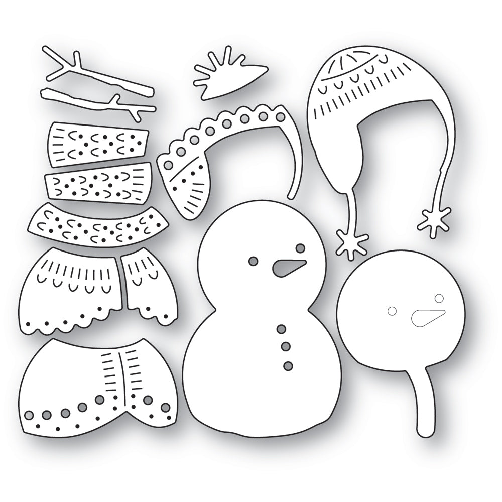 Poppy Stamps Sweet Nordic Snowman Dies 2576 pieces
