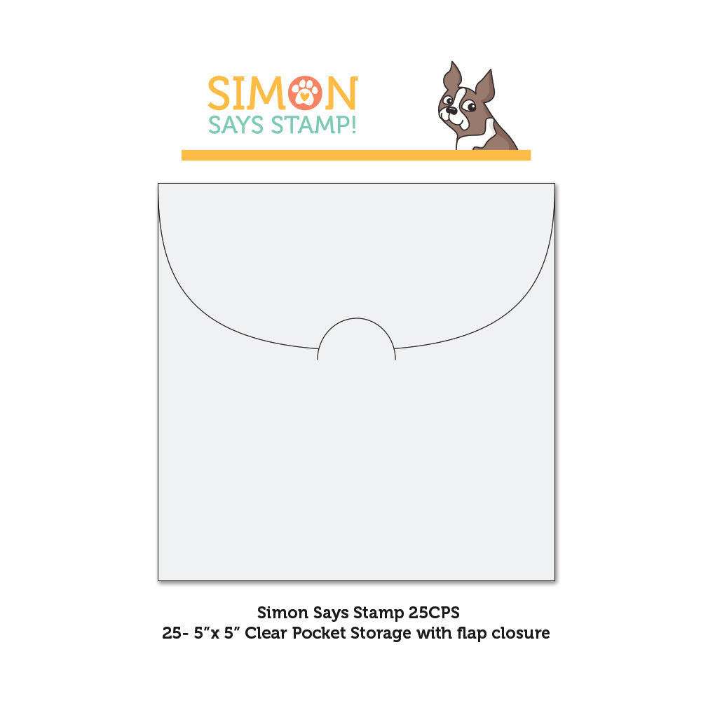 Simon Says Stamp CLEAR POCKETS Storage 5x5 inches 25CPS