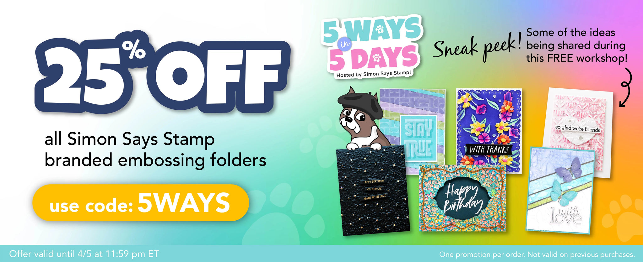 25% all Simon Says Stamp Branded Embossing Folders with code 5Ways