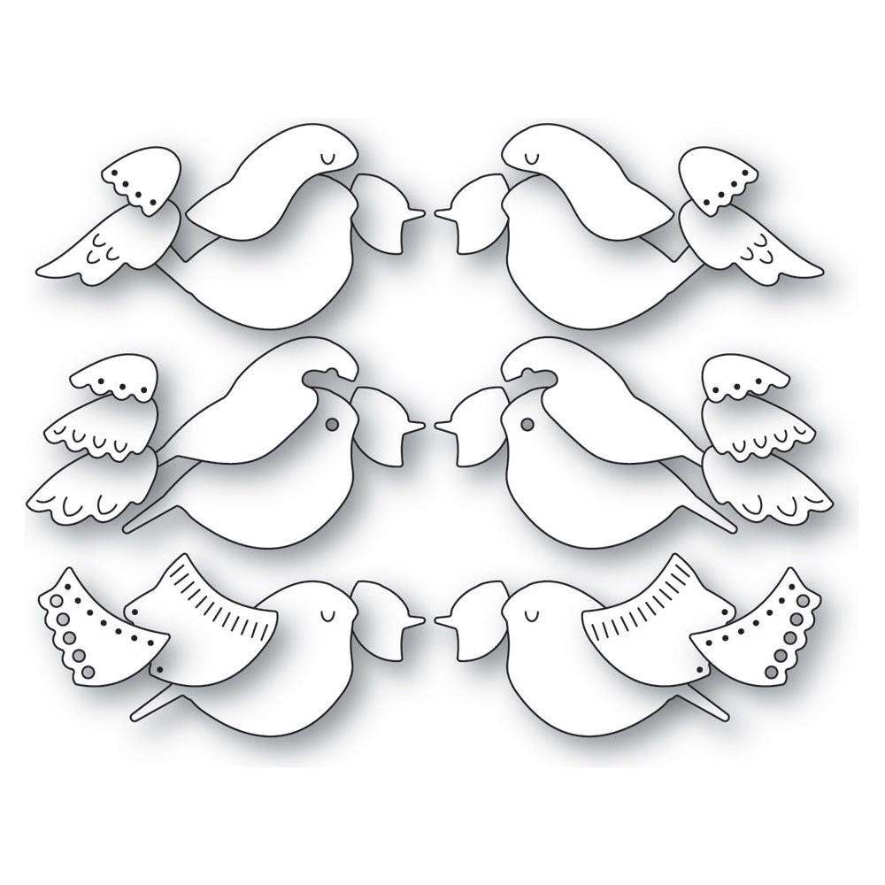 Poppy Stamps Nordic Bird Bunch Dies 2601 line art