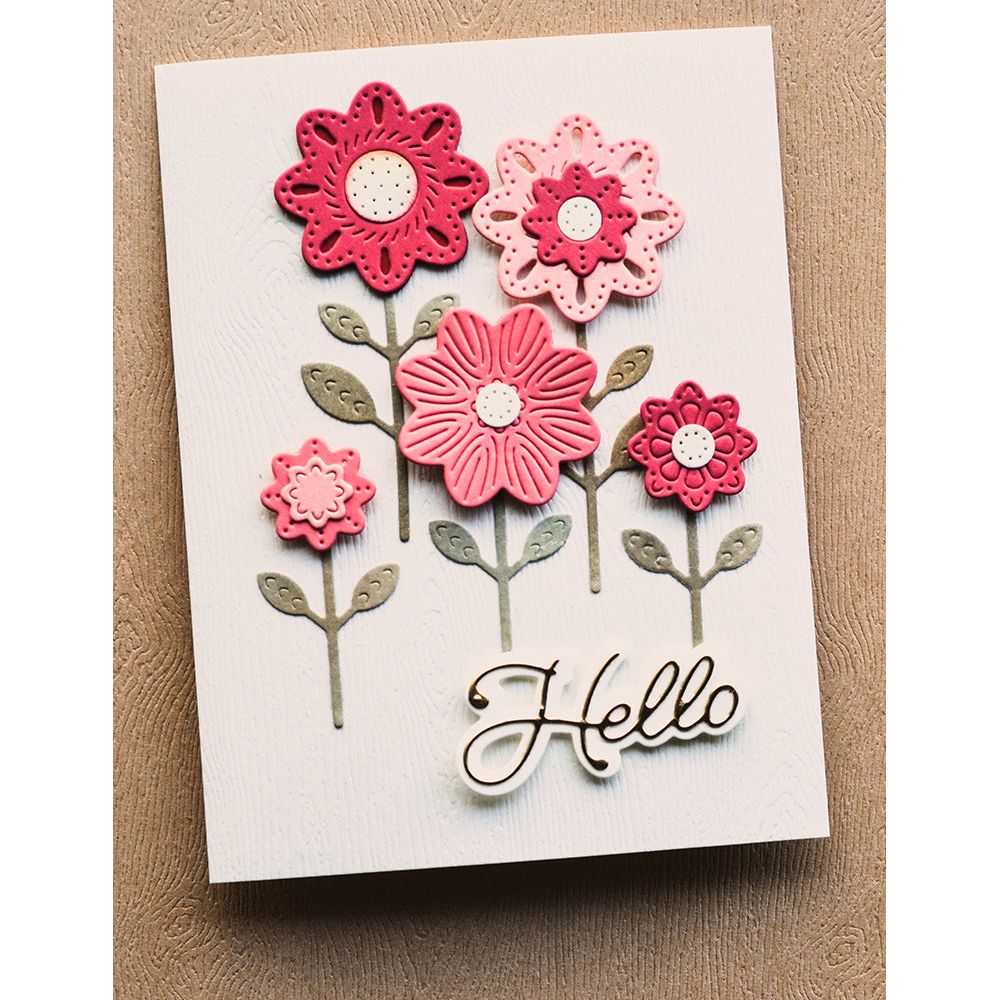 Poppy Stamps Nordic Flower Heads Dies 2603 hello