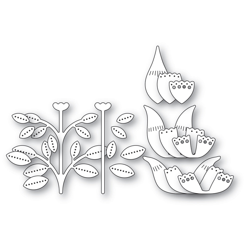 Poppy Stamps Nordic Crown Flower Dies 2610 line art