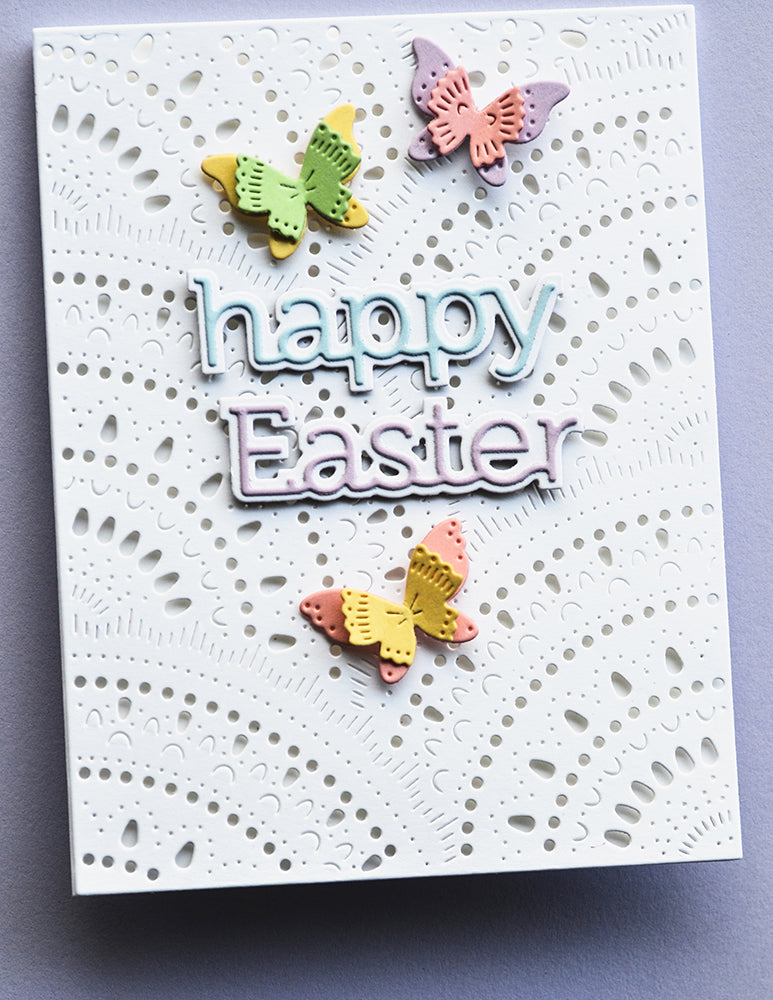 Poppy Stamps Nordic Lacy Plate Die 2615 happy easter