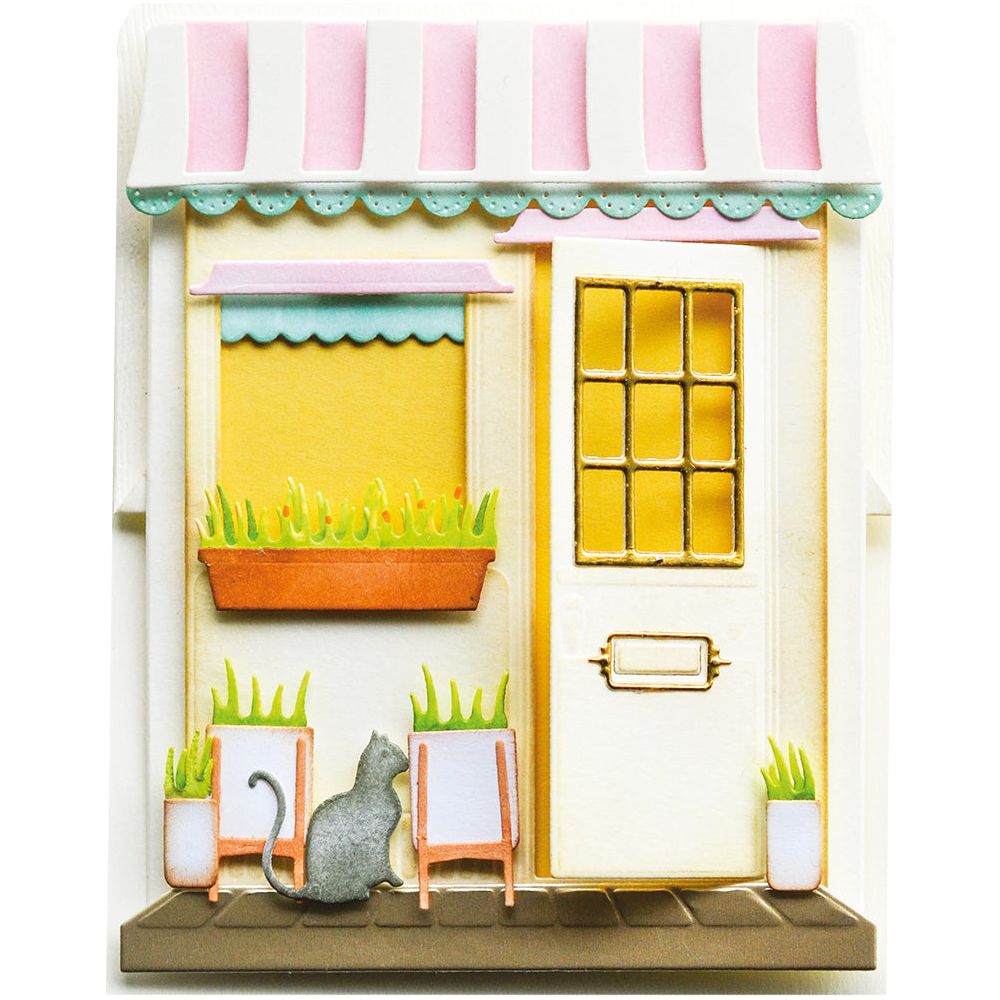 Poppy Stamps Corner Shoppe Pop Up Easel Set Dies 2623 cat