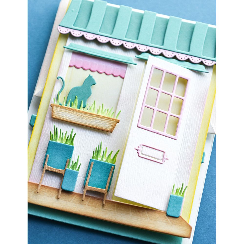 Poppy Stamps Corner Shoppe Pop Up Easel Set Dies 2623 door