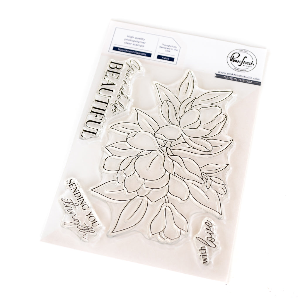 Pinkfresh Studio Magnificent Magnolia Stamps Dies Stencils And Press Plates Bundle