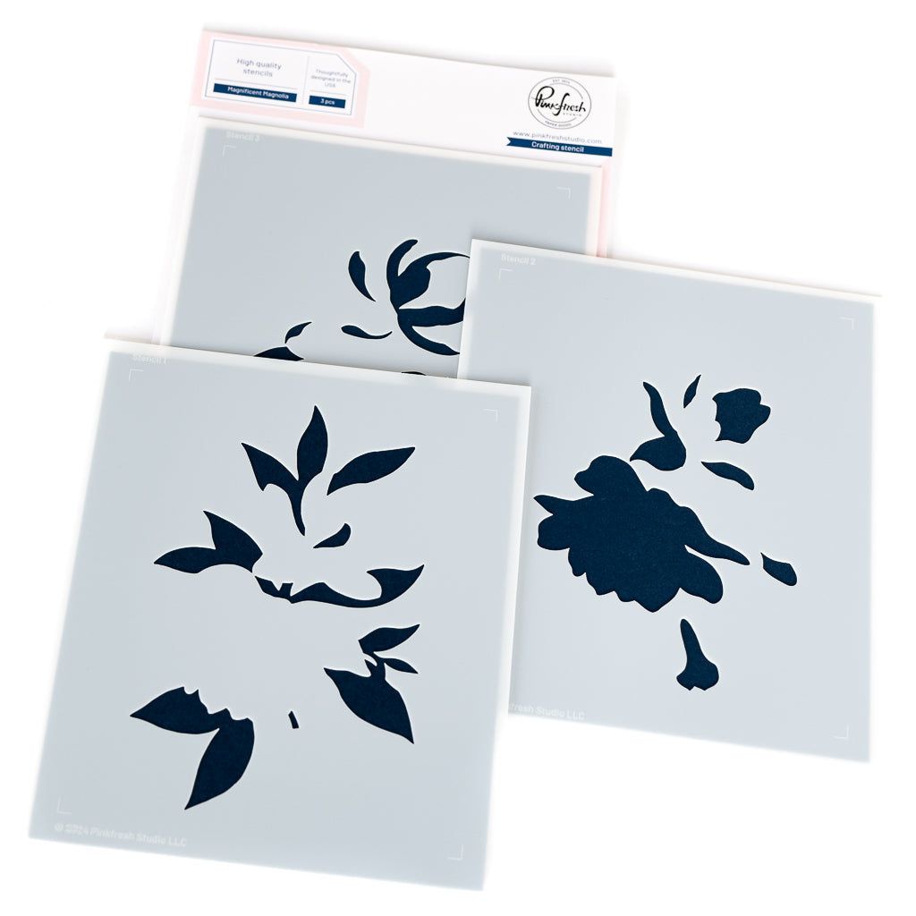 Pinkfresh Studio Magnificent Magnolia Stamps Dies Stencils And Press Plates Bundle
