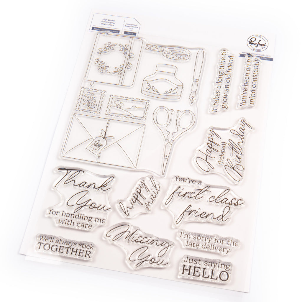 Pinkfresh Studio Classic Correspondence Stamps Dies Stencils And Press Plates Bundle*