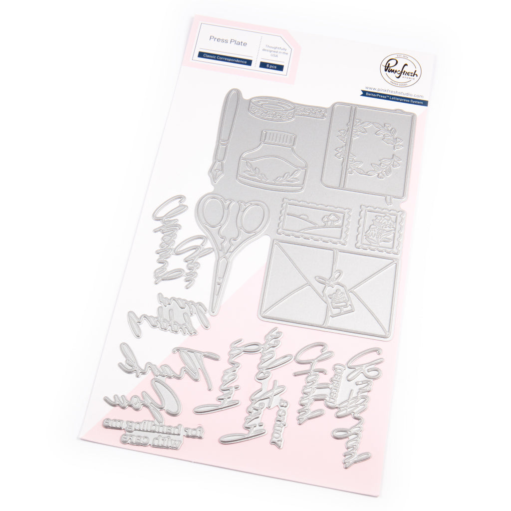 Pinkfresh Studio Classic Correspondence Stamps Dies Stencils And Press Plates Bundle*