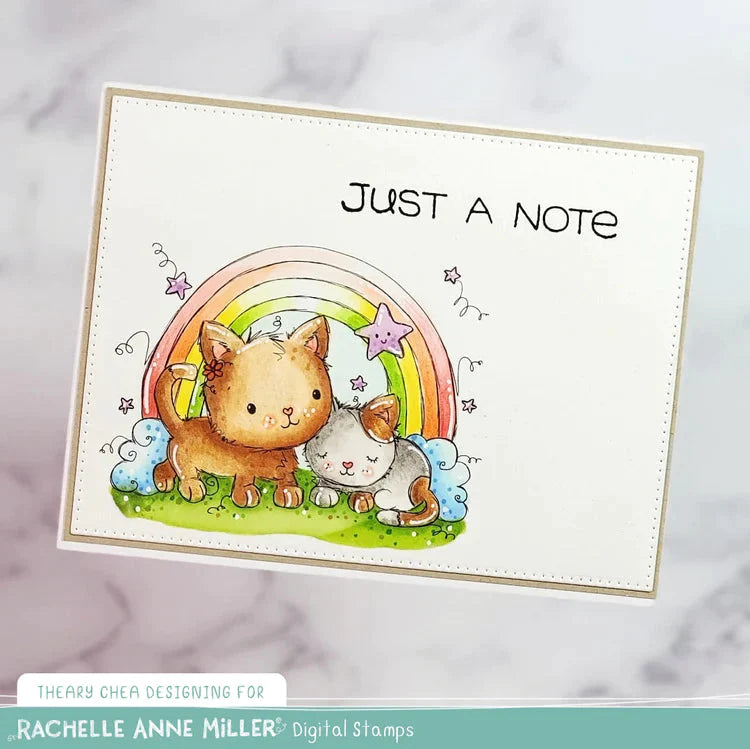 Paper Rose Rainbow Cats Clear Stamps 31785 just a note