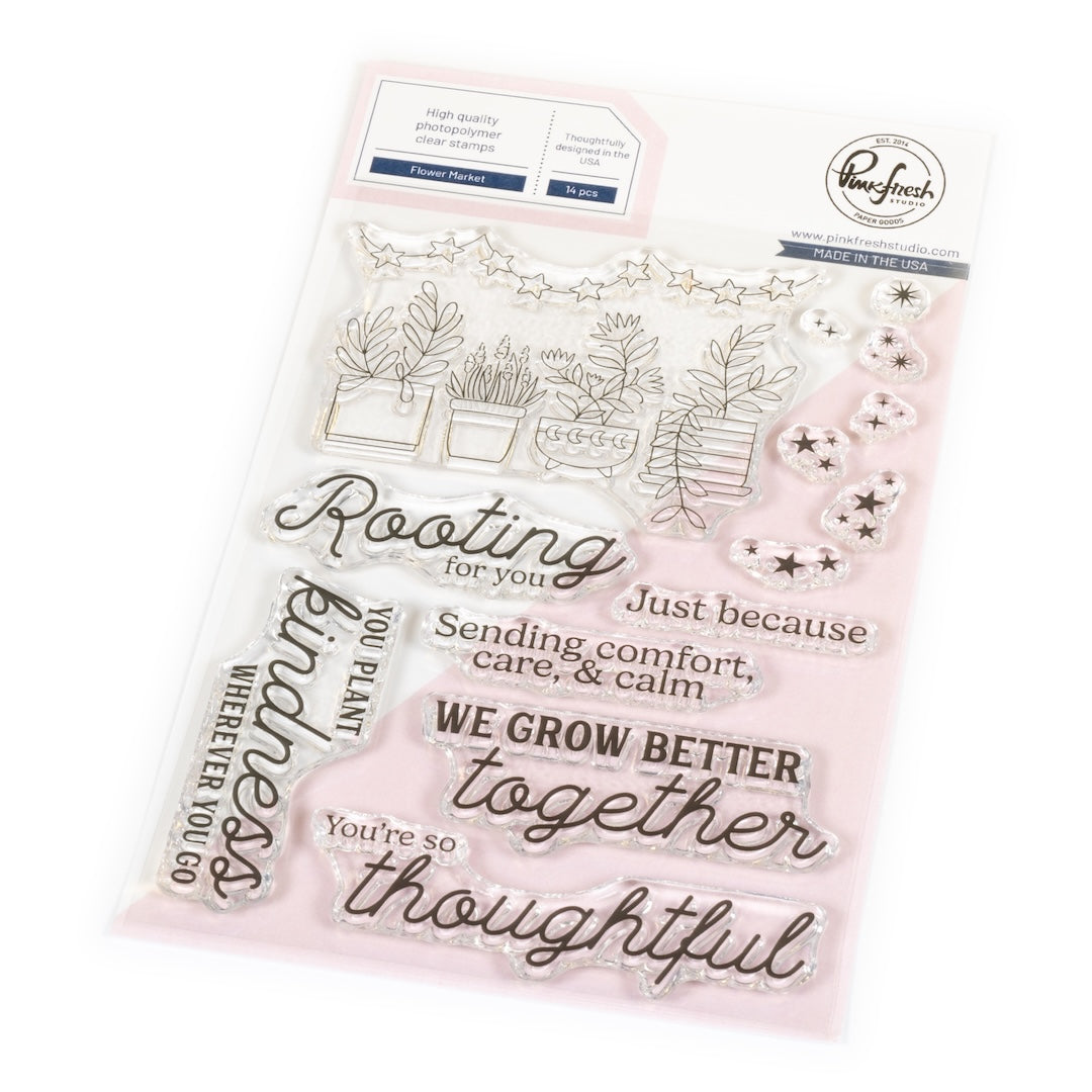 Pinkfresh Studio Flower Market Stamps Dies And Stencils Bundle