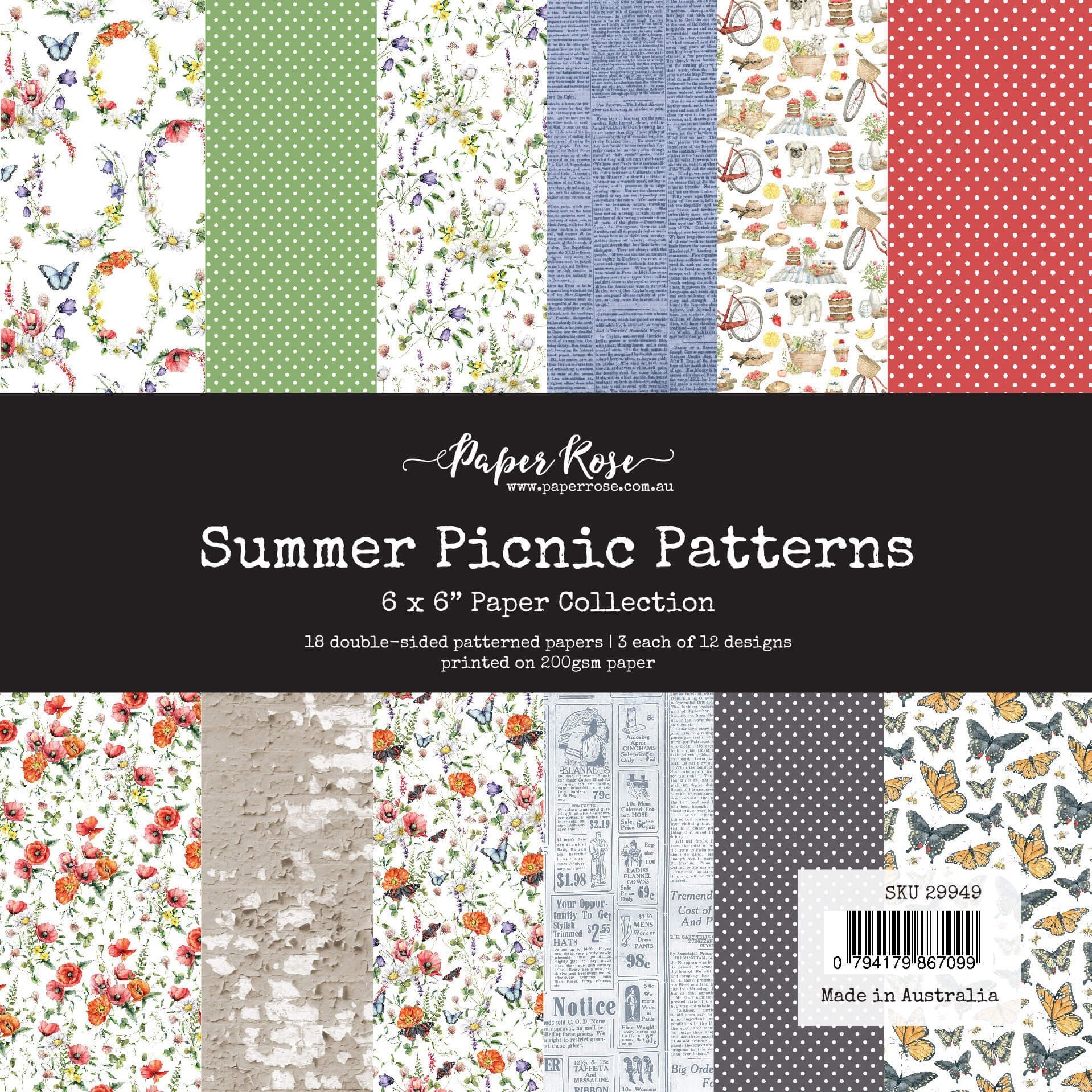Paper Rose Summer Picnic Patterns 6x6 Paper 29949