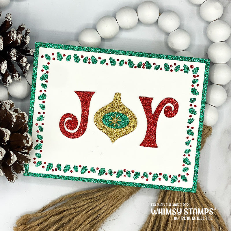 Whimsy Stamps Holly Frame Dies wsd317a joy