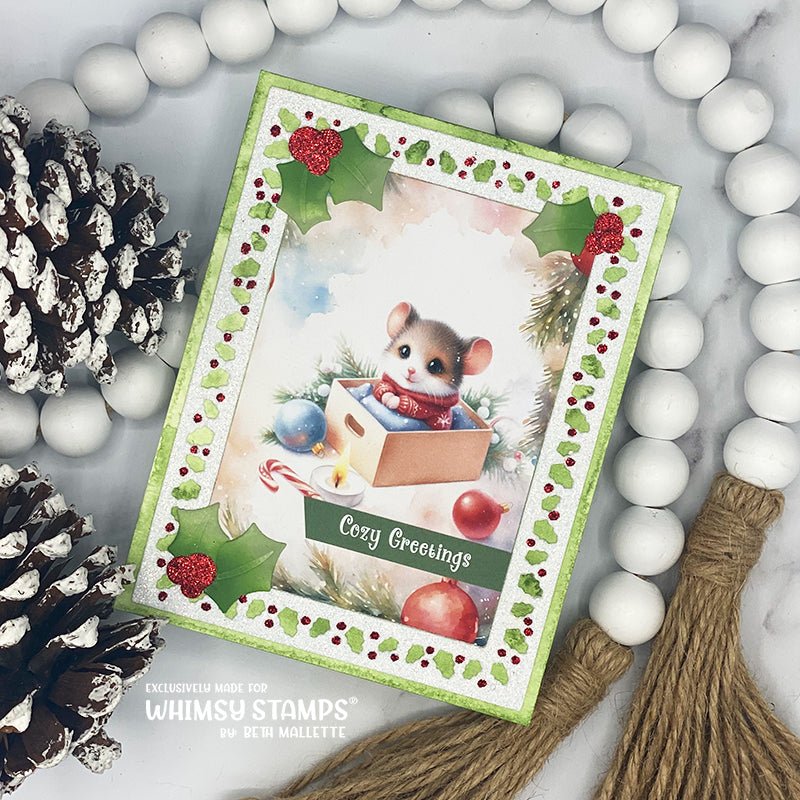 Whimsy Stamps Holly Frame Dies wsd317a greetings