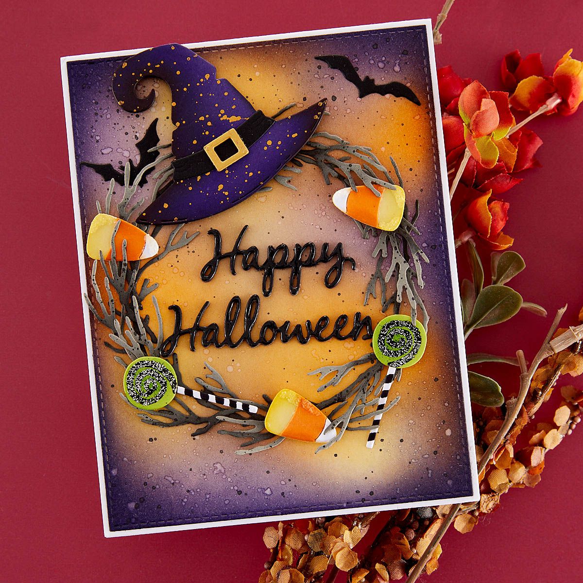 s5-601 Spellbinders Halloween Wreath Add-Ons Etched Dies candy corn
