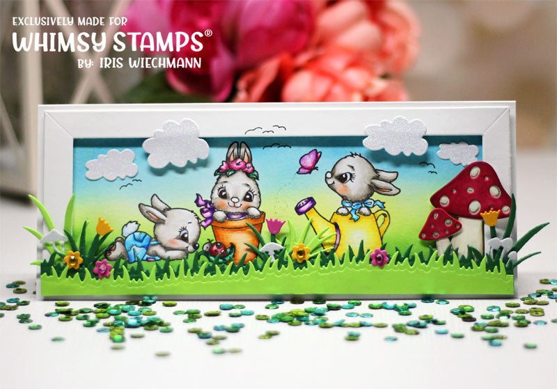 Whimsy Stamps Bunnies in the Garden Clear Stamp, Coordinating Dies, and No Fuss Mask Set garden