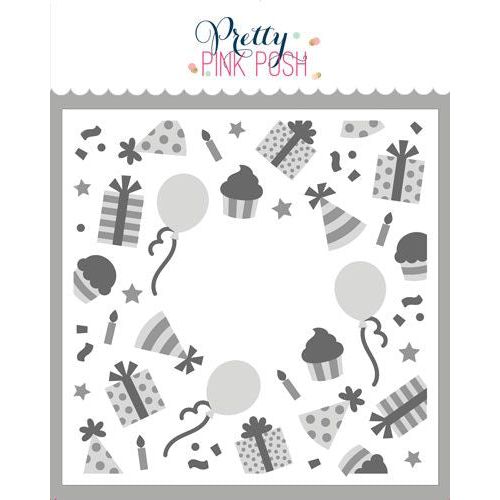 Pretty Pink Posh Layered Birthday Wreath Stencils