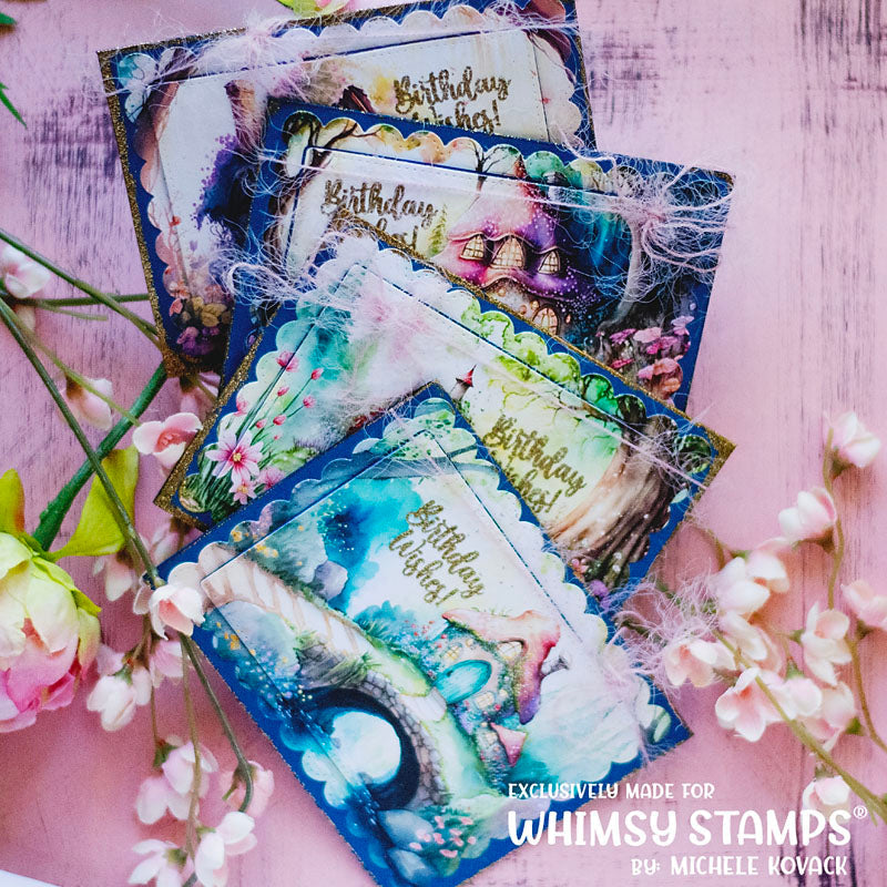 Whimsy Stamps Enchanted Cottage 2 Quick Card Fronts wsqcf-09 birthday