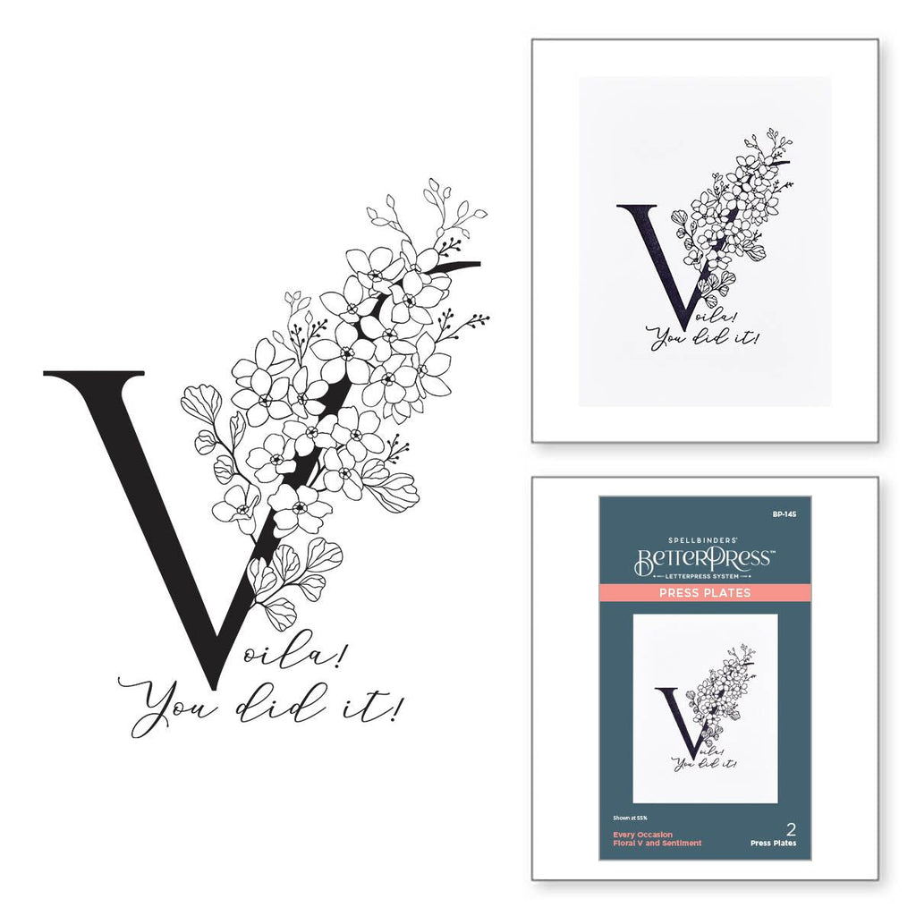 bp-145 Spellbinders Floral V and Sentiment Press Plates product image