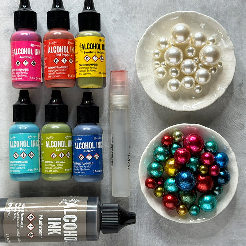 Tim Holtz Alcohol Ink LETTUCE Ranger TIM22077 Holiday Hoopla Colored Beads | color-code:ALT614