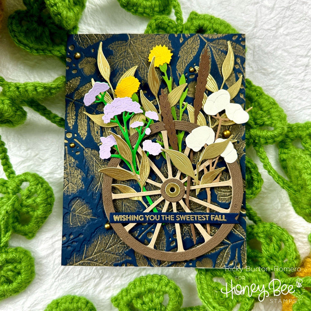 Honey Bee Fall Leaves 3D Embossing Folder hbef-009 Wishing You The Sweetest Fall Card