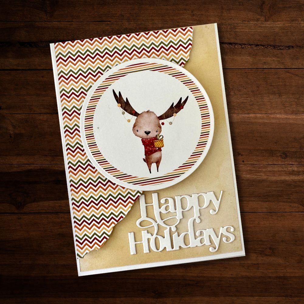 Paper Rose Happy Holidays Dies 30198 deer card