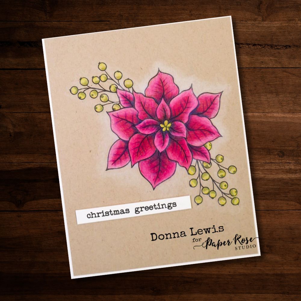 Paper Rose Christmas Poinsettia Clear Stamps 30303 greetings card
