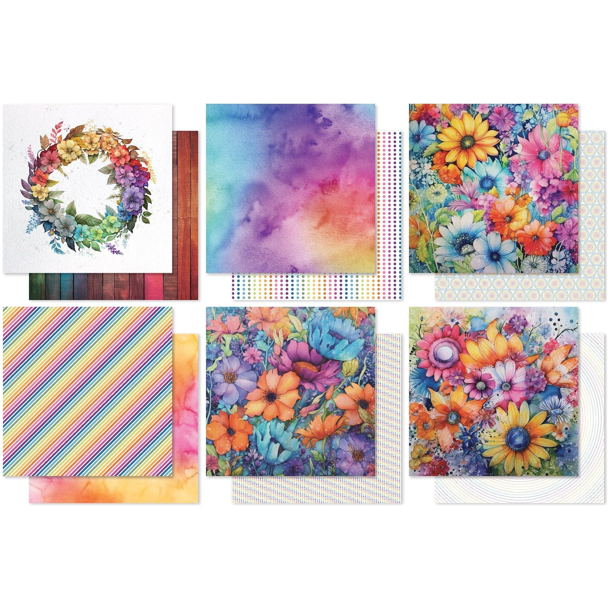 Paper Rose Rainbow Twirl 12x12 Paper 30429 page view