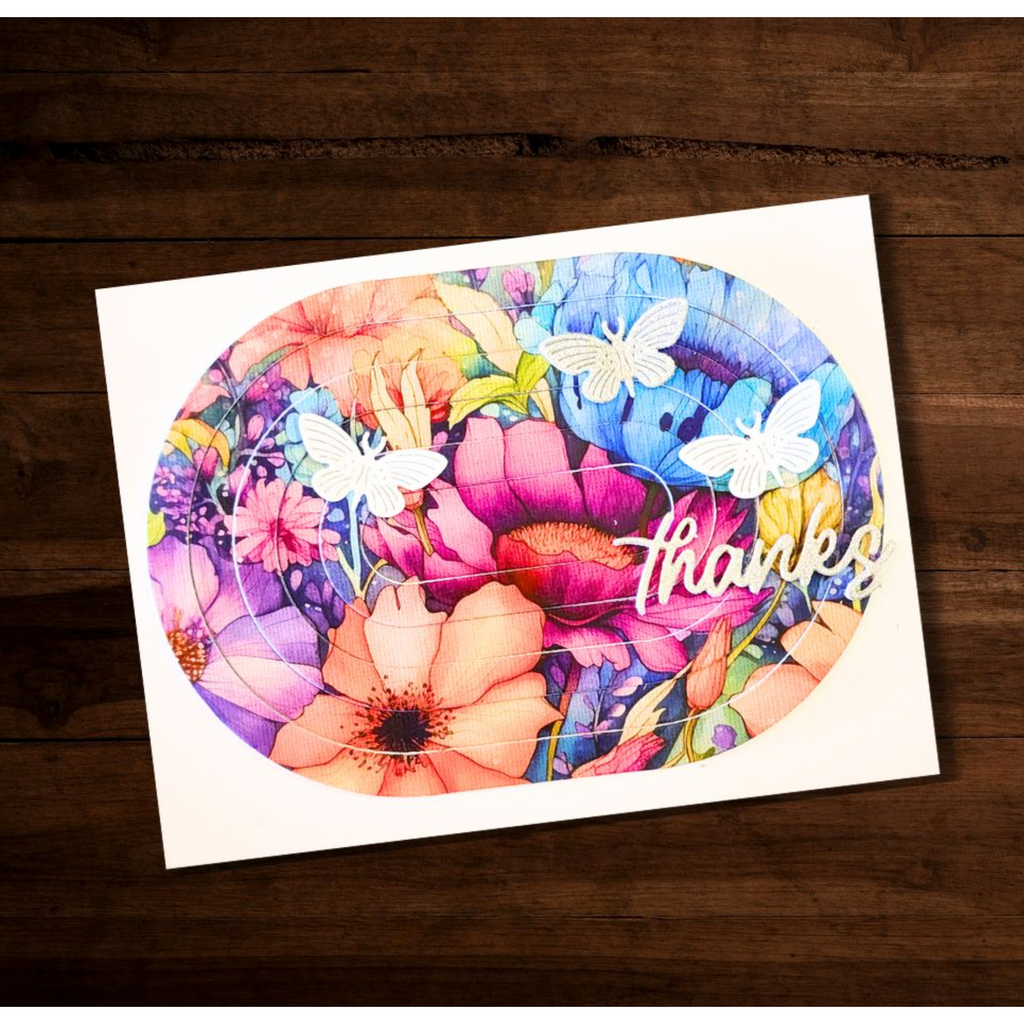Paper Rose Rainbow Twirl 6x6 Paper 30450 floral thanks card