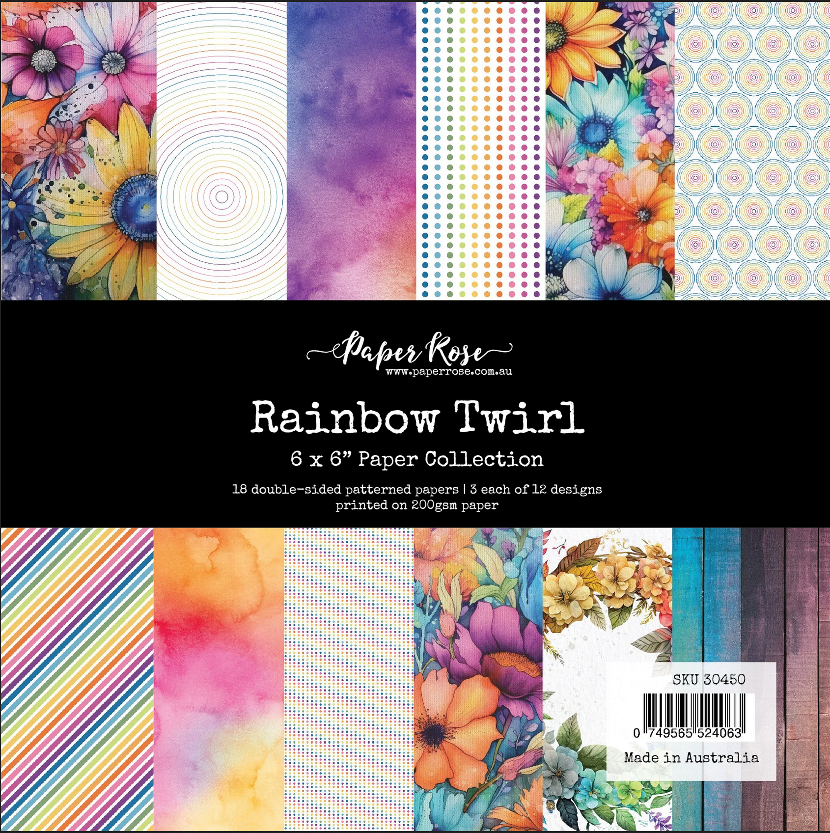 Paper Rose Rainbow Twirl Paper Pack