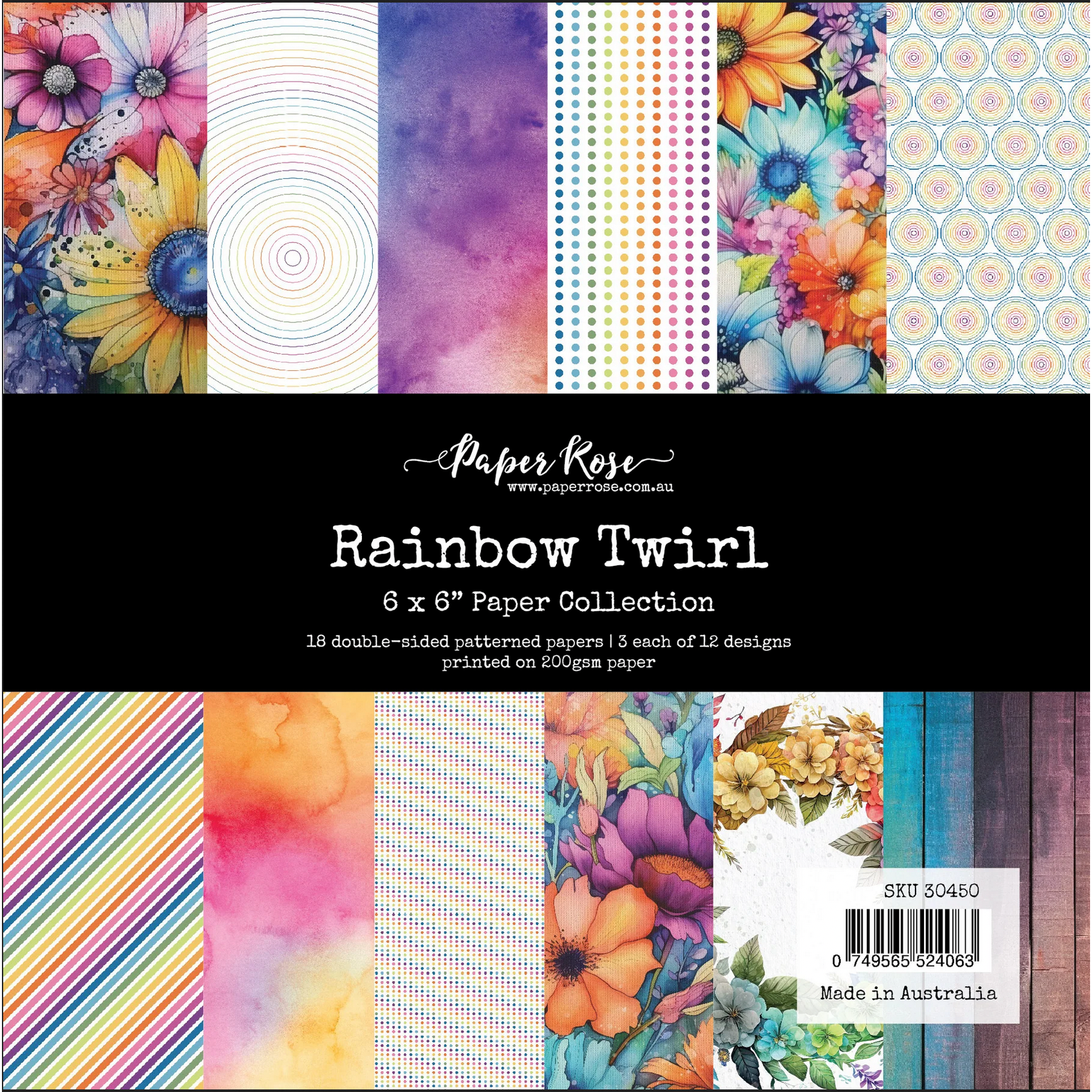 Paper Rose Rainbow Twirl 6x6 Paper 30450