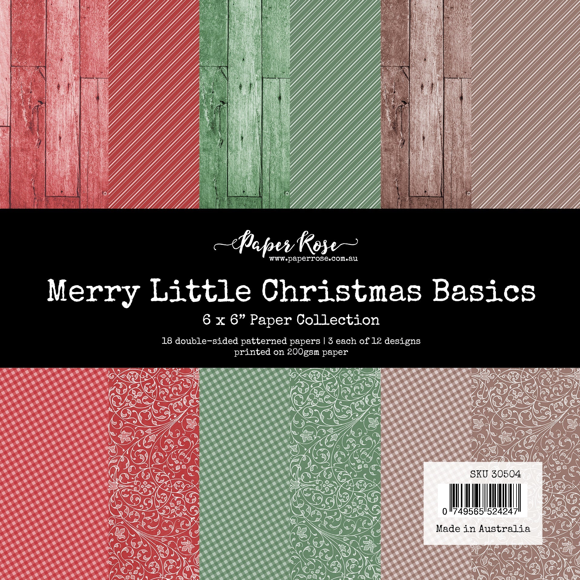 Paper Rose Merry Little Christmas Basics 6x6 Paper 30504