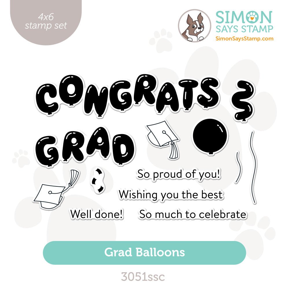 Simon Says Clear Stamps Grad Balloons 3051ssc Celebrate