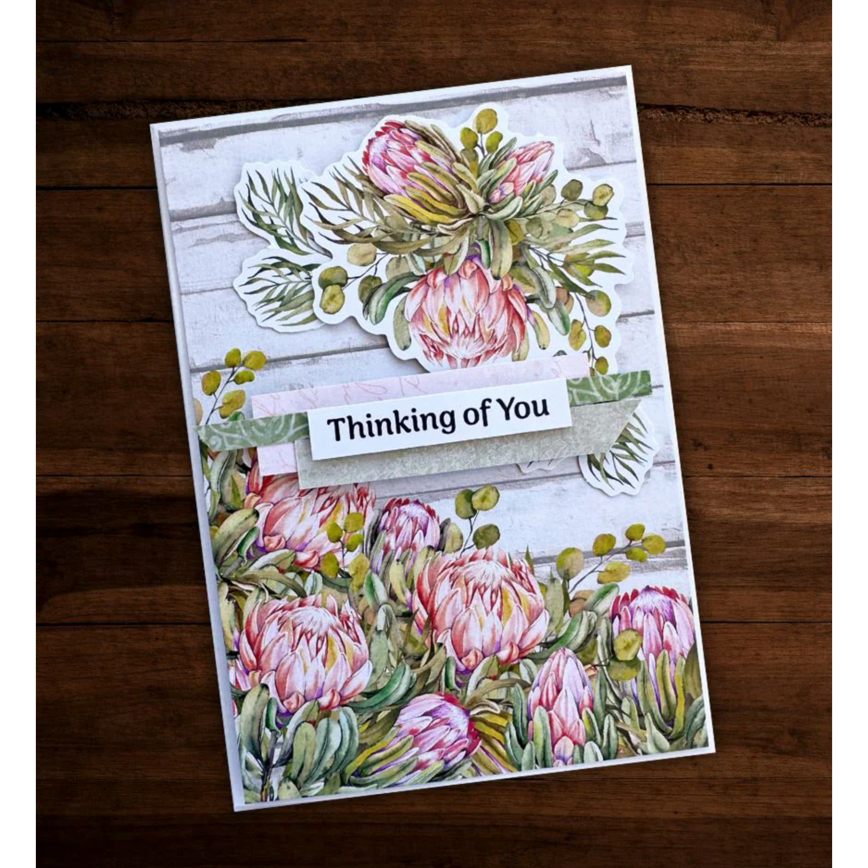 Paper Rose Blooming Proteas 6x6 Paper floral thinking of you