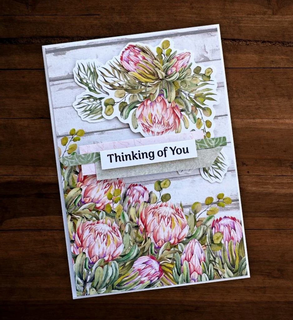 Paper Rose Blooming Proteas 6x6 Paper floral thinking of you