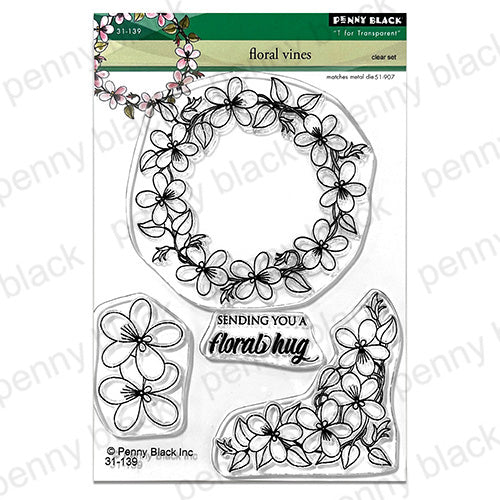 Penny Black Floral Vines Clear Stamp and Die Set