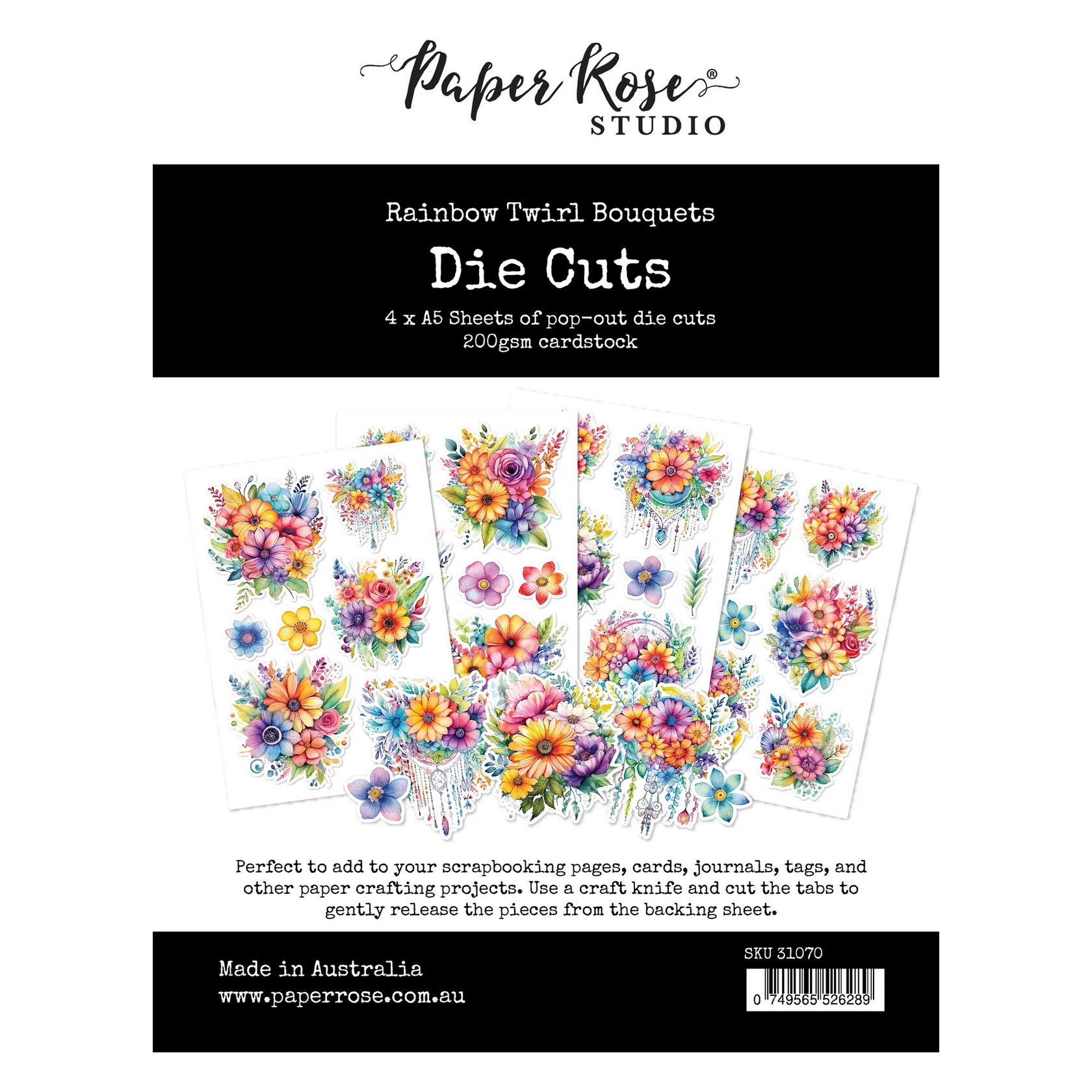 Paper Rose Rainbow Twirl Bouquets Die Cuts 31070