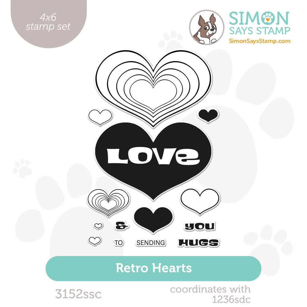 Simon Says Clear Stamps Retro Hearts 3152ssc To Love