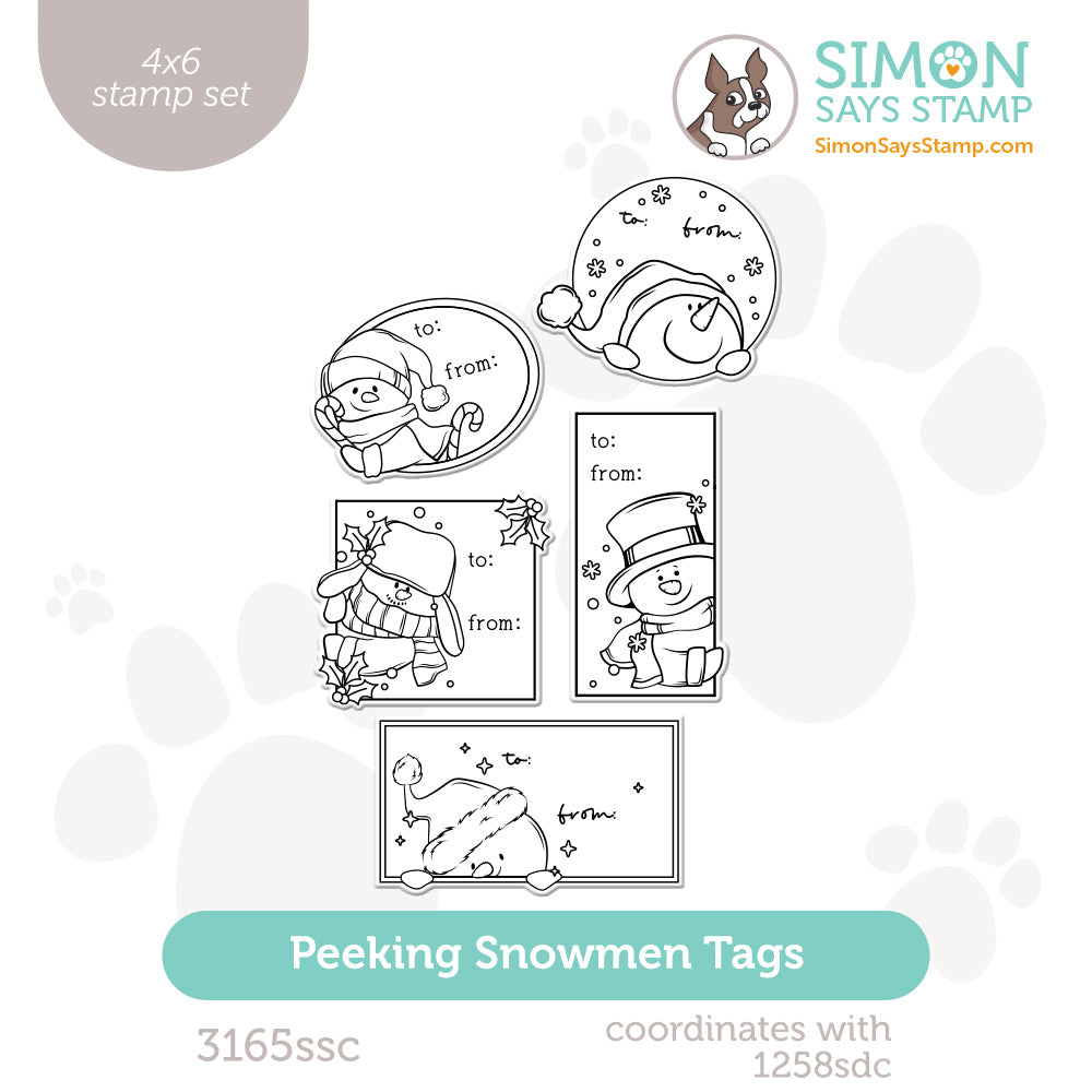 Simon Says Clear Stamps Peeking Snowmen Tags 3165ssc