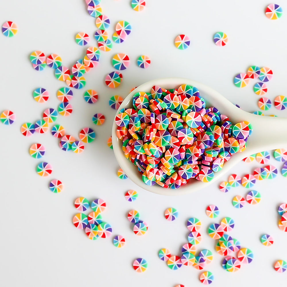 This Calls For Confetti Rainbow Wheel Clay Polymer Circles