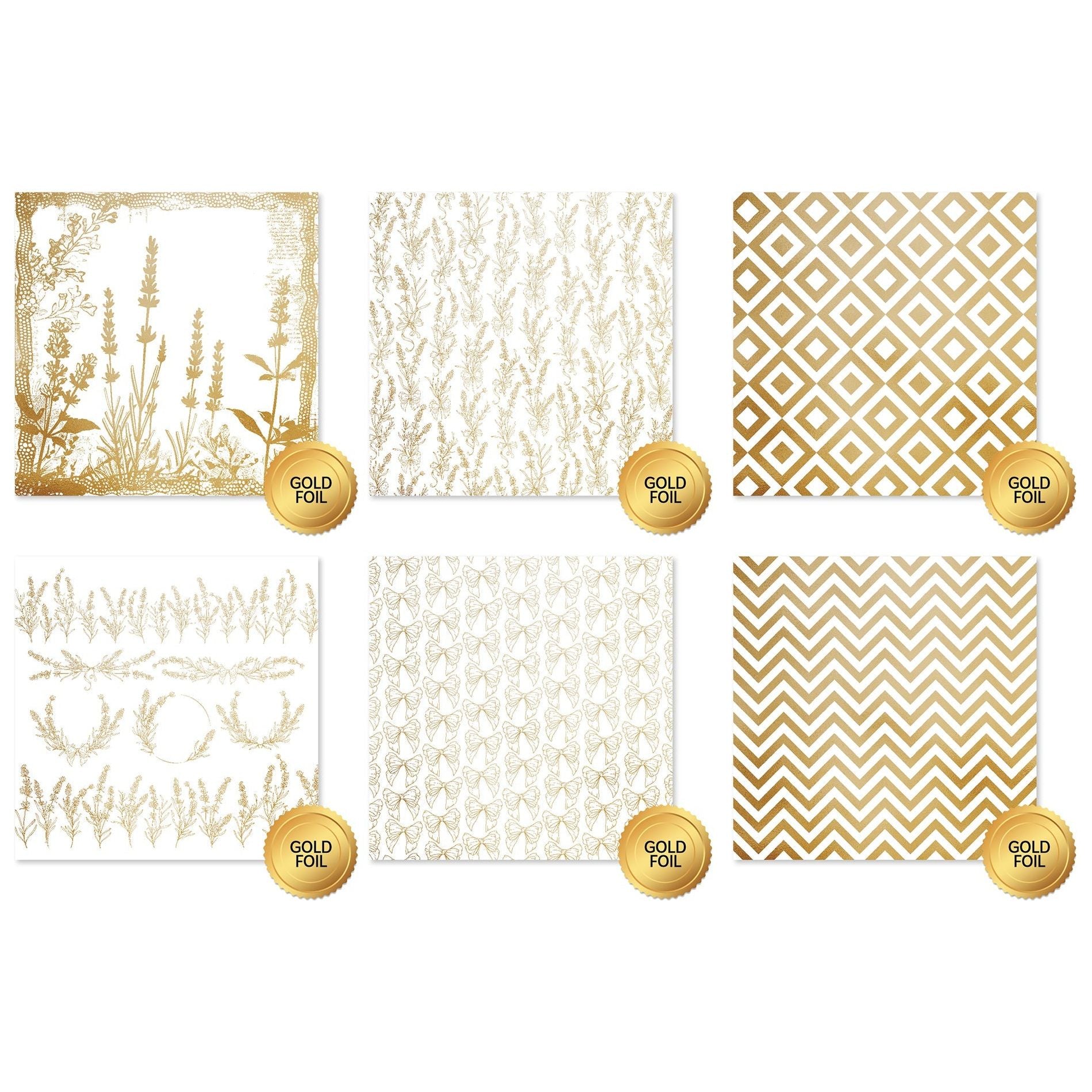 Paper Rose Lavender & Roses 6x6 Gold Foil Paper 32241 sheets