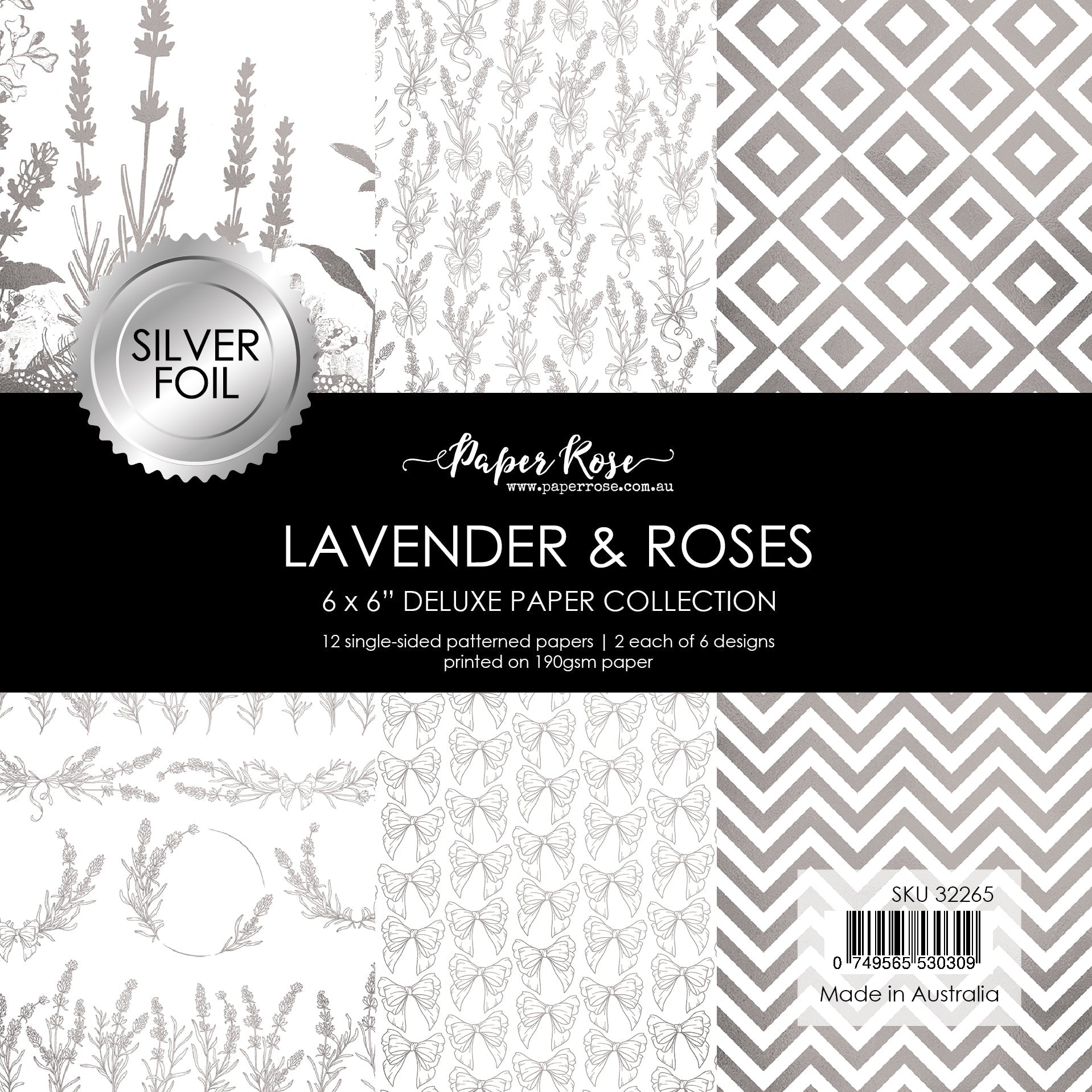 Paper Rose Lavender & Roses 6x6 Silver Foil Paper 32265