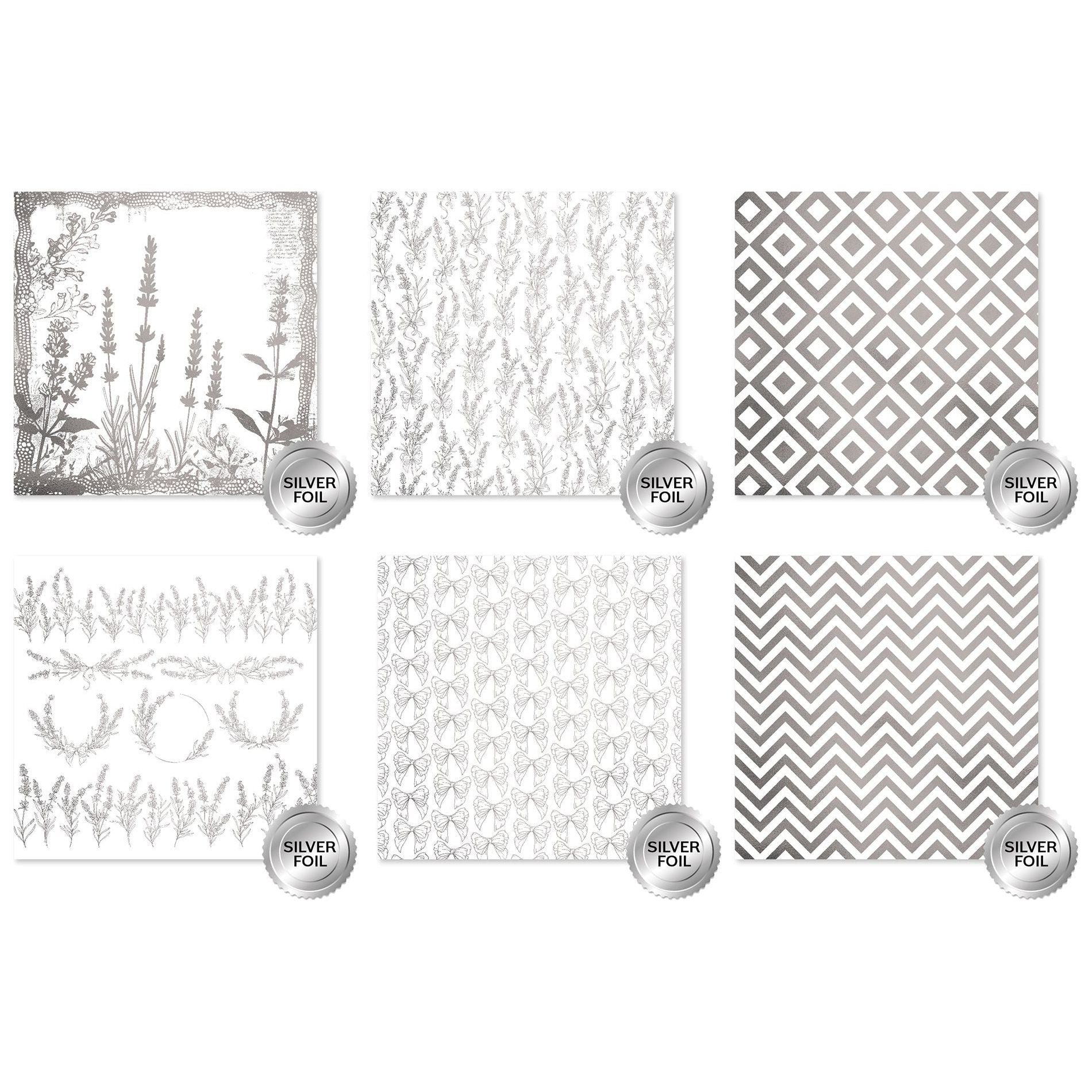 Paper Rose Lavender & Roses 6x6 Silver Foil Paper 32265 sheets