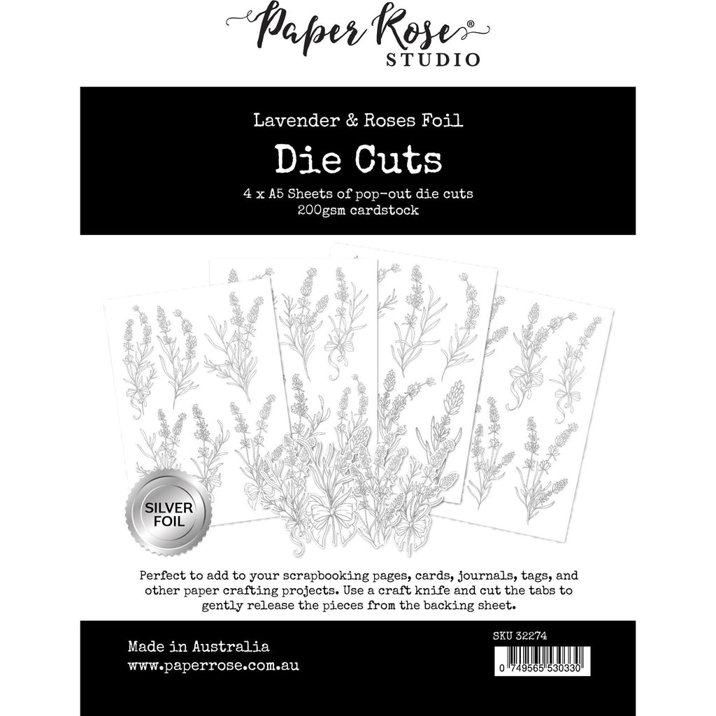 Paper Rose Lavender & Roses Silver Foil Die Cuts 32274