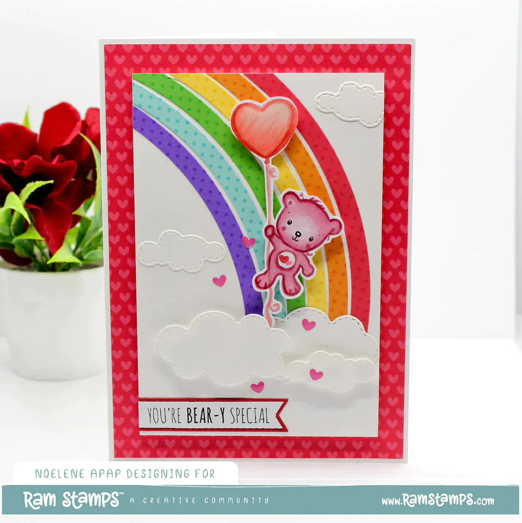 Paper Rose Bear Clear Stamps 31794 rainbow