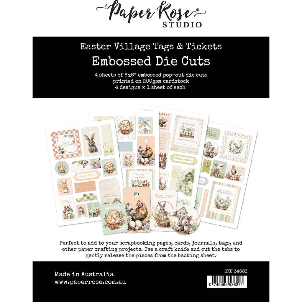Paper Rose Easter Village Tags And Tickets Embossed Die Cuts 34083