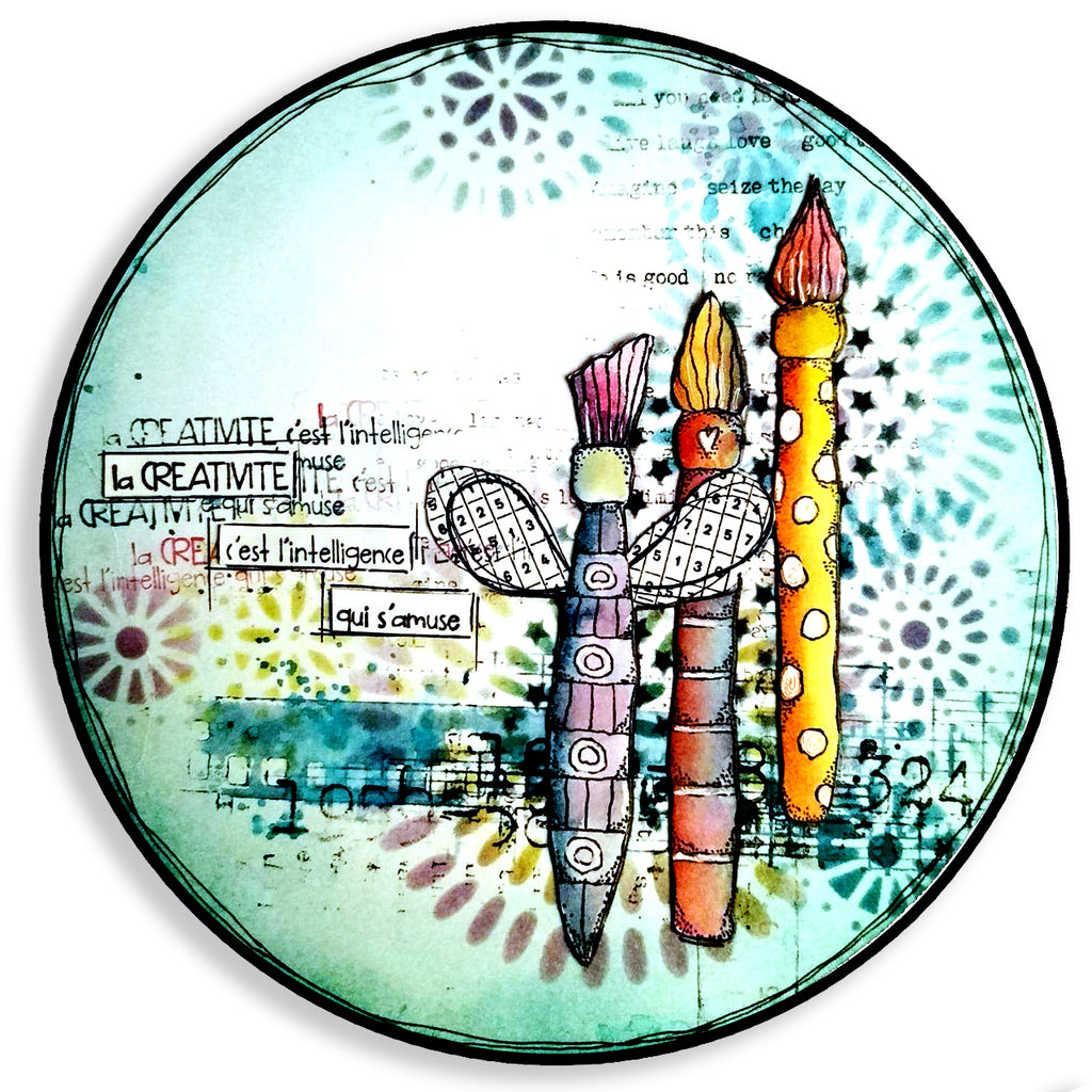 Carabelle Studio Paint Brushes A6 Cling Stamps sa60657 circle