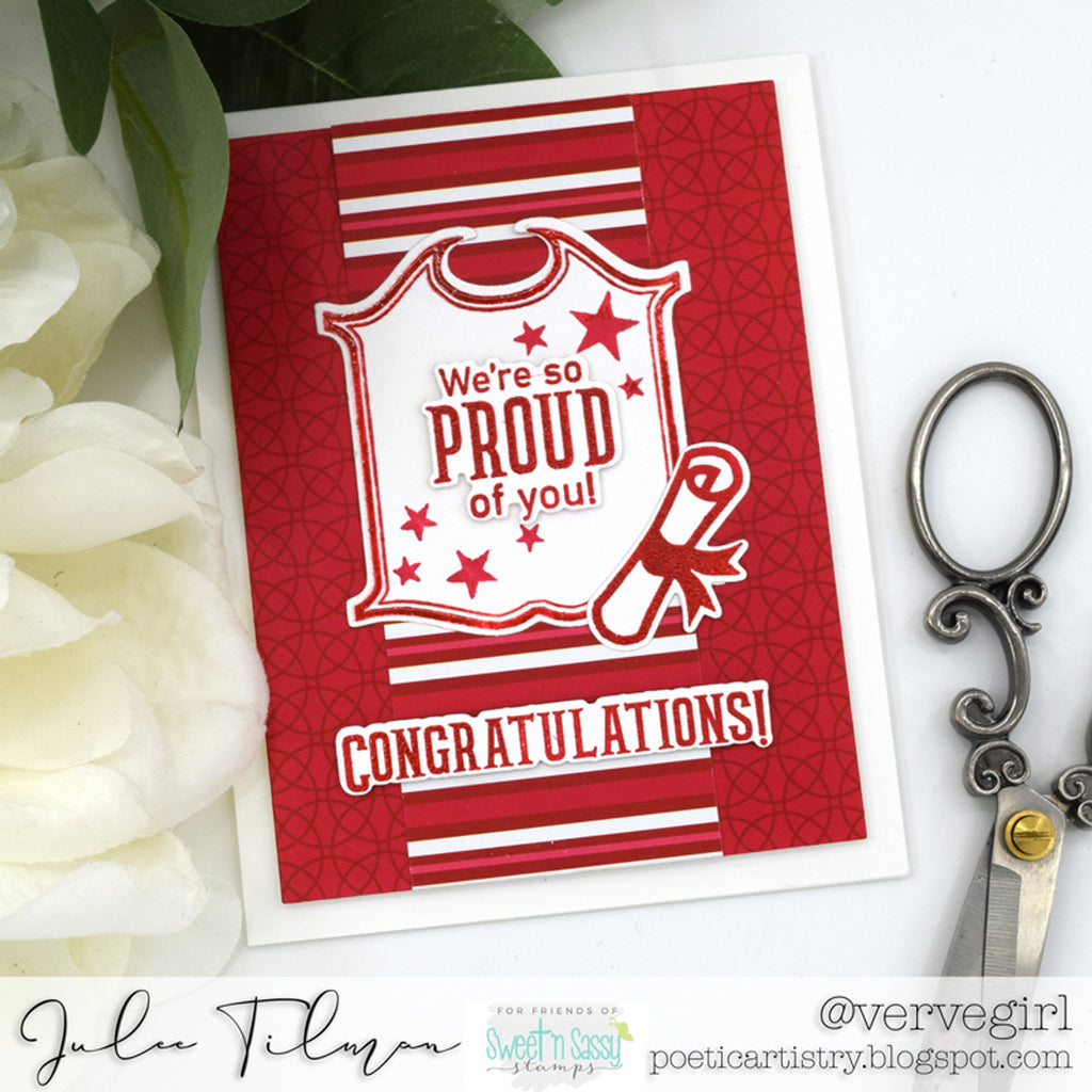 Sweet 'N Sassy Way To Go Clear Stamp Set sns-23-016 Proud Of You Graduation Card