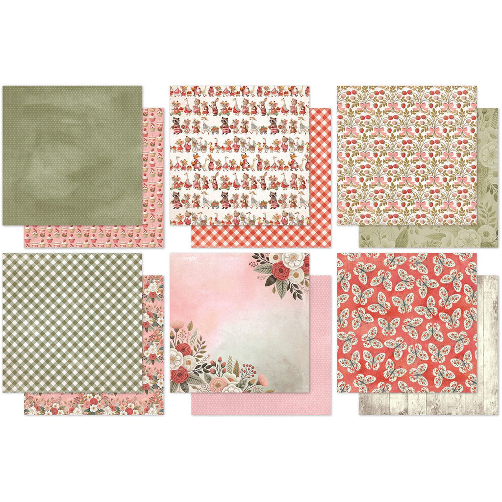 Paper Rose Strawberry Friends Basics 12x12 Paper 34884 sheets